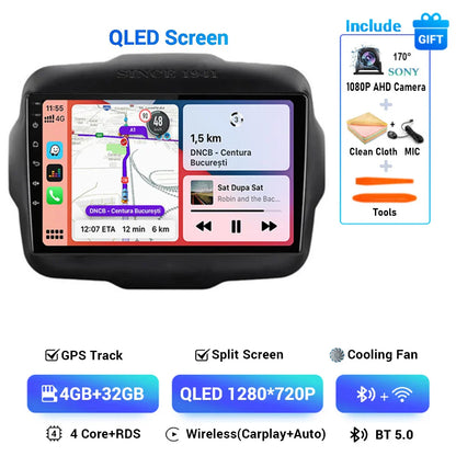 Android 15 Carplay Auto 4G DSP Car Radio Video Multimedia Player For Jeep Renegade 2016 2017 2018 2019 2020 Autoradio GPS Stereo