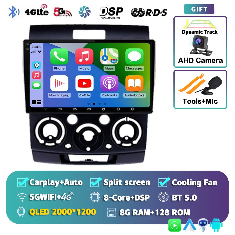 Android 14 Car Radio For Ford Everest Ranger Mazda BT50 BT-50 2006 2007 2008 - 2010 Multimedia Video Unit Head Player Stereo GPS