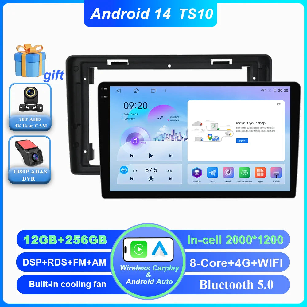 Car DVD Android 14 Radio Stereo For Citroen C2 C3 2001 2002 2003 -2010 Auto Multimedia Video Player GPS Navigation NO 2Din WIFI