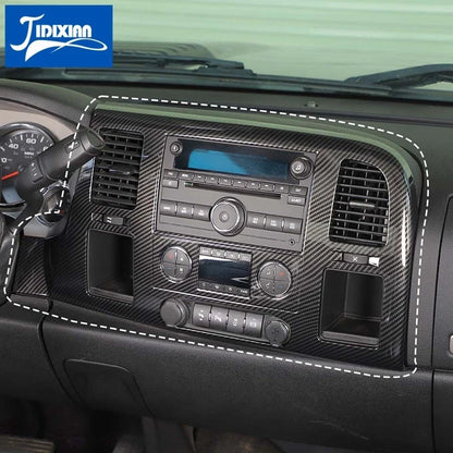 JIDIXIAN Car Center Console Navigation Panel Decoration Cover fit for Chevrolet Silverado for GMC Sierra 2007- 2013