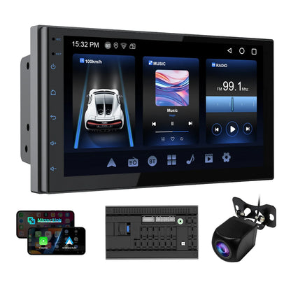 7" Double Din Car Stereo with Wireless CarPlay & Android Auto, Car Radio with BT 4.1/Backup Camera/Mirror Link/GPS/WiFi/FM/AM