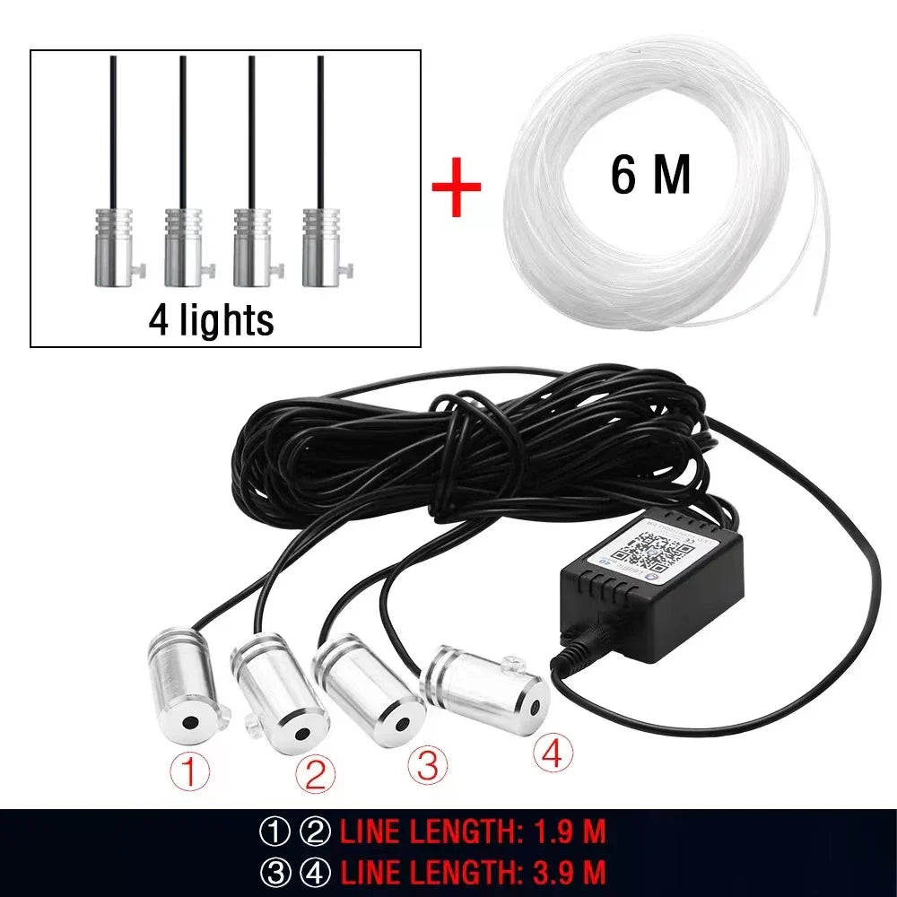 14 in 1 RGB LED Atmosphere Car Light Interior Decoration Fiber Strip Light By App Control Decorative Ambient Lamp Dashboard Lamp