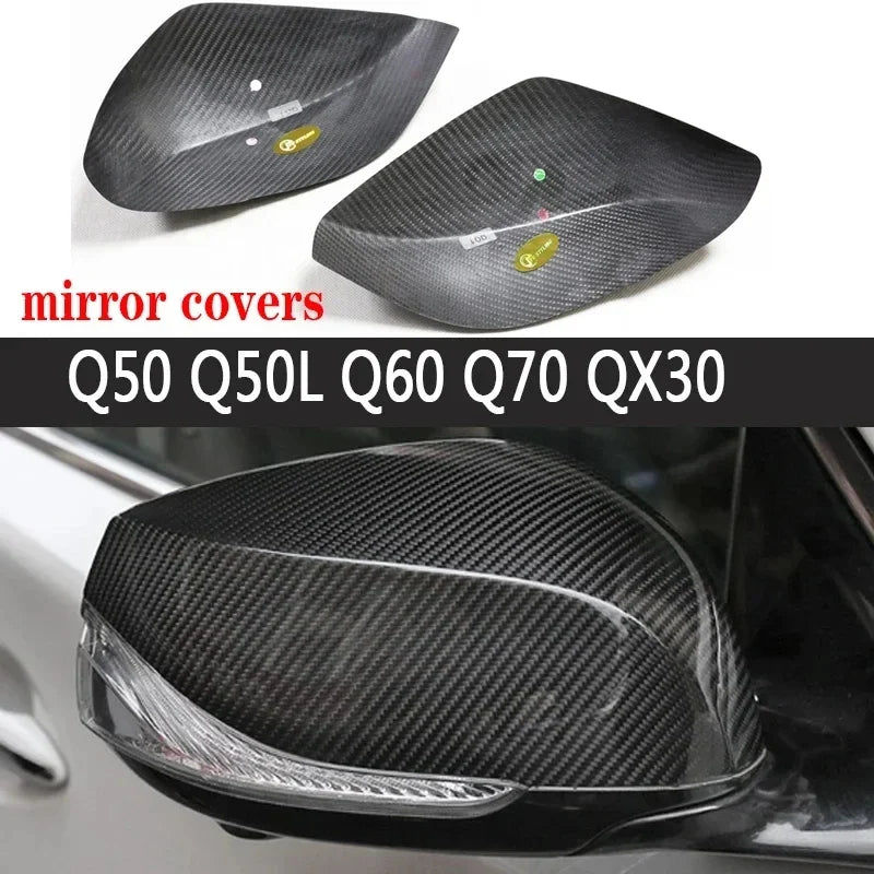 For Infiniti Q50 Q60 Q70 QX30 QX50 QX60 Shells Rearview Cap Carbon fiber rear view mirror case cover Car Accessories body kit