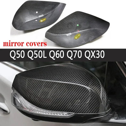 For Infiniti Q50 Q60 Q70 QX30 QX50 QX60 Shells Rearview Cap Carbon fiber rear view mirror case cover Car Accessories body kit