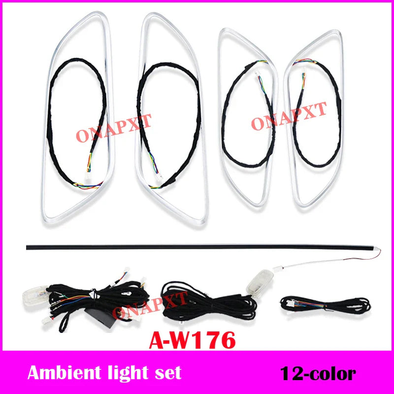 12-color For Benz A/CLA/GLA W176 W117 W156 LED Air Vent Outlet Backlight Nozzle Atmosphere Lamp Door Dashboard Ambient Light