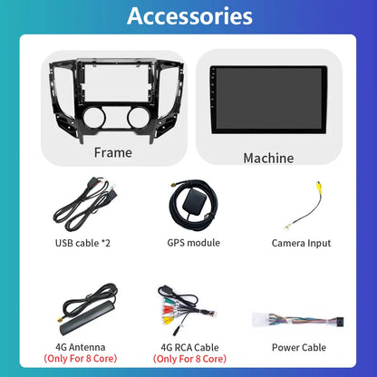 2 Din Android 13 Auto Car Radio Multimedia Video Player Stereo For Mitsubishi L200 5 2015-2019 GPS Navigation Carplay Screen DVD