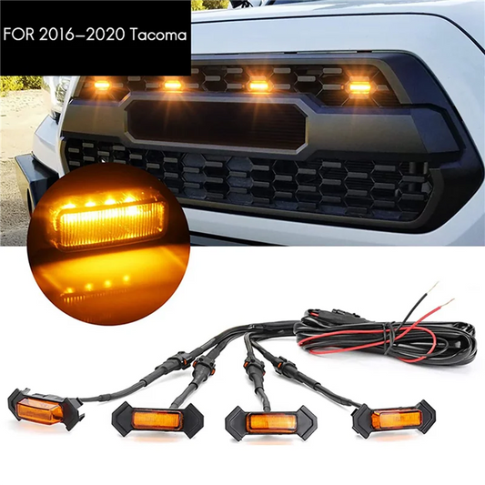 A03Q-For Toyota Tacoma TRD 2016 -2020 Front Grille Lighting LED Grille Lights Kit 20 PCS(Amber Shell Yellow Light)