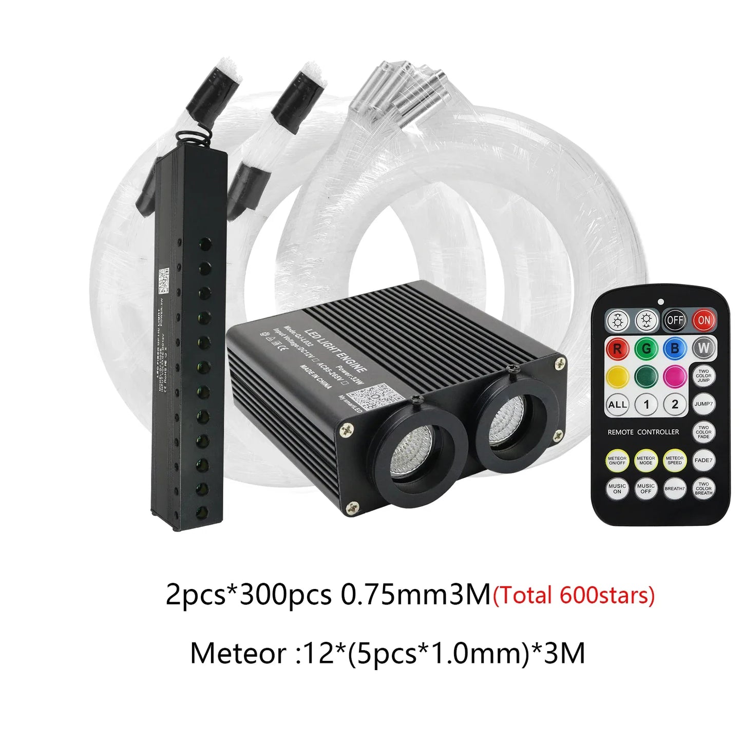 32W Dual Port RGBW Meteor Ceiling Car Roof Shooting Star Light LED Fiber Optic Light APP Music Starry sky Interior Atmosphere