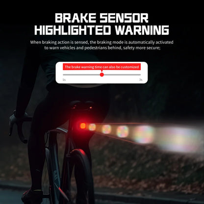 TOWILD TL08 Intelligent Expression Taillight 140 Led Braking Sensor Bluetooth Bike Rear Light Customizable Bicycle Taillights