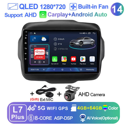 LEHX L6Pro 4G LTE DSP Car Radio Android Auto Video Multimedia Player For Jeep Renegade 2016-2020 Carplay 2din dvd Autoradio  gps