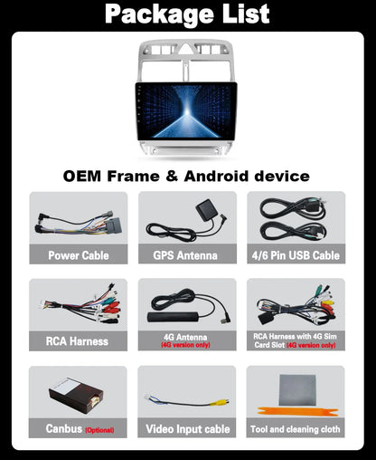 Carplay 2din Android 14 Car Radio Multimedia Gps Navigation For Peugeot 307 307CC 307SW 2002-2013 Stereo 2 DIN 4G WIFI Head Unit