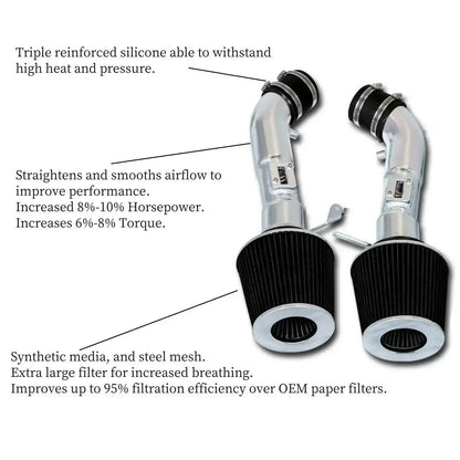 T-6061 Aluminum High Flow Cold Air Intake System Filter Kit for Infiniti G37 Base 3.7L 2008-2013 Nissan 370Z Engine Part