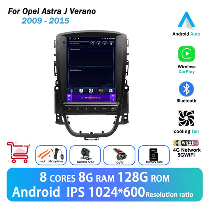 9.7 '' Android 14 For Opel Astra J Vauxhall Buick Verano 2009 - 2015 Car Video Player Navigation Multimedia Wireless Carplay BT