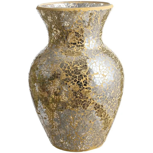 10.5" Tall Mosaic Glass Vase Gold (1 count)