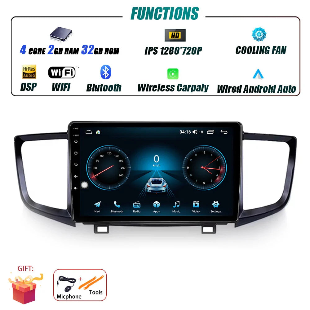 Car Radio Carplay For Honda Pilot 2016 - 2019 GPS Navigation Android Auto Stereo Multimedia Player 5G Wifi Screen BT RDS