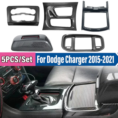 For Dodge Charger 2015-2021 Car Interior Central Control AC Switch Gear Shift Panel Cover Trim Decora 5PCS/Set