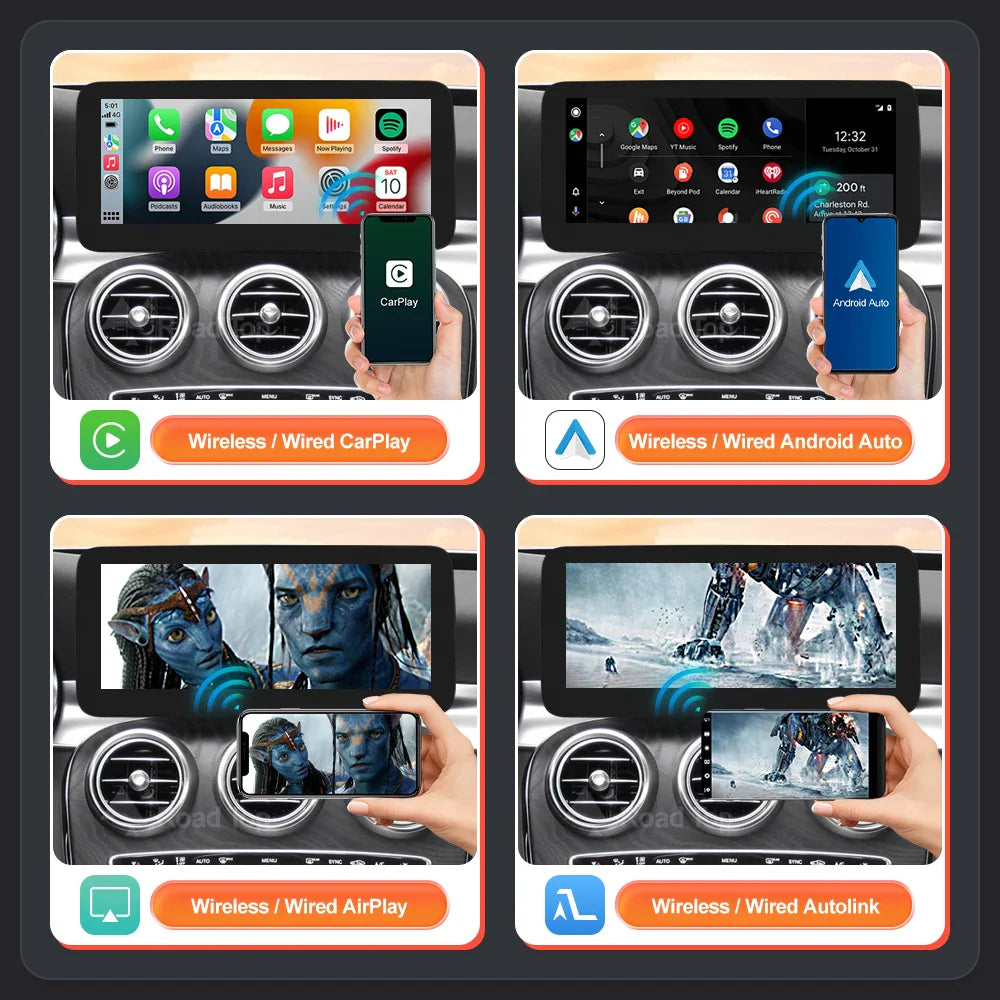 Wireless CarPlay Android Auto Multimedia Screen for Mercedes-Benz C Class W205 GLC V Class W447 A W176 CLA GLA 2015-2018 NTG5.0