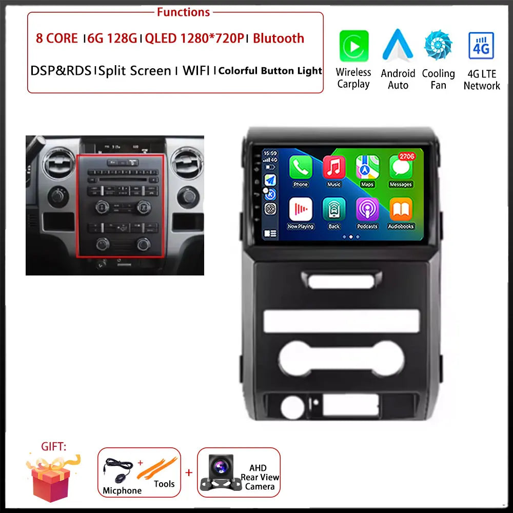 For Ford F150 P415 Raptor 2008 - 2014 Car FM/AM DSP 4G Android OS Carplay Auto WIFI  Radio Stereo Multimedia Player 2din BT 5.0