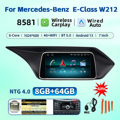 7 Inch Carplay Android 13 Auto Car Intelligent Systems For Mercedes Benz E Class W212 A207 X204 DSP Stereo Touch Screen