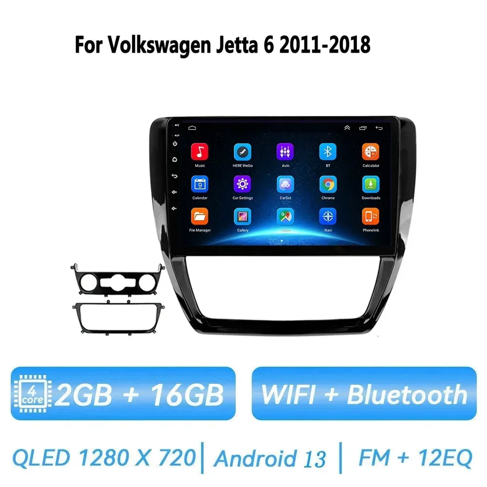 Car Radio for VW Volkswagen Jetta 6 2011-2018 Multimedia 2 Din Android 14 Video Player Navigation GPS DSP Carplay BT Head Unit