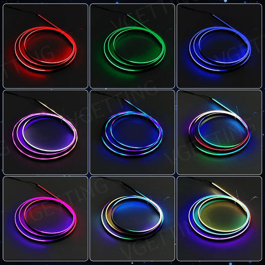 6in1 Interior LED Ambient Lights For Tesla Model 3 Y S X Full Color RGB LED 110/140CM USB APP Control Remote Acrylic Atmosphere