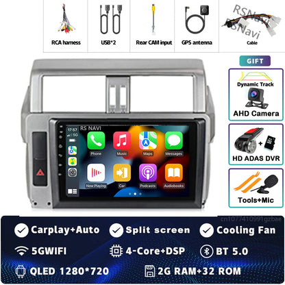 Android 14 For Toyota Land Cruiser Prado 150 2013 - 2017 2K QLED Android Car Radio Multimedia Video Player GPS Stereo CarPlay