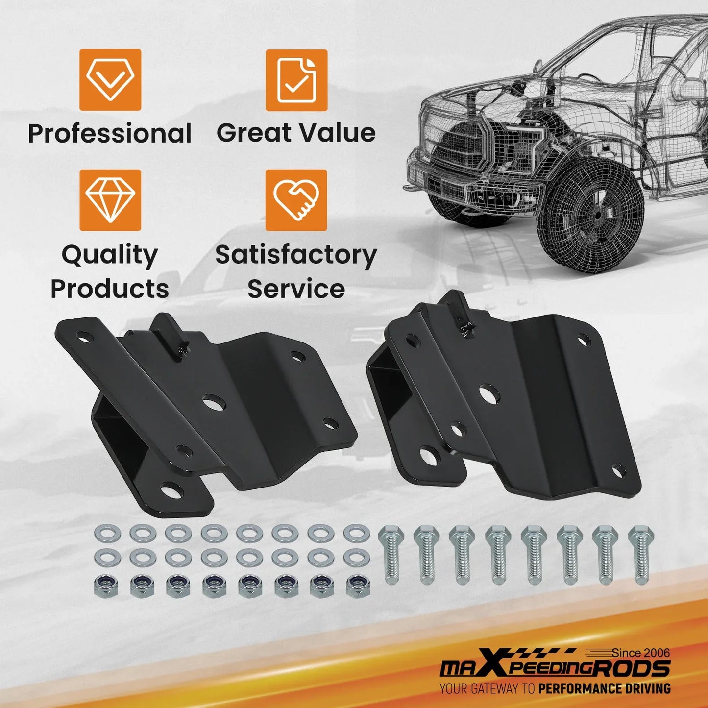 2" Rear Axle Drop Hangers For Chevrolet GMC 1500 Pickup 2WD 1999-2006