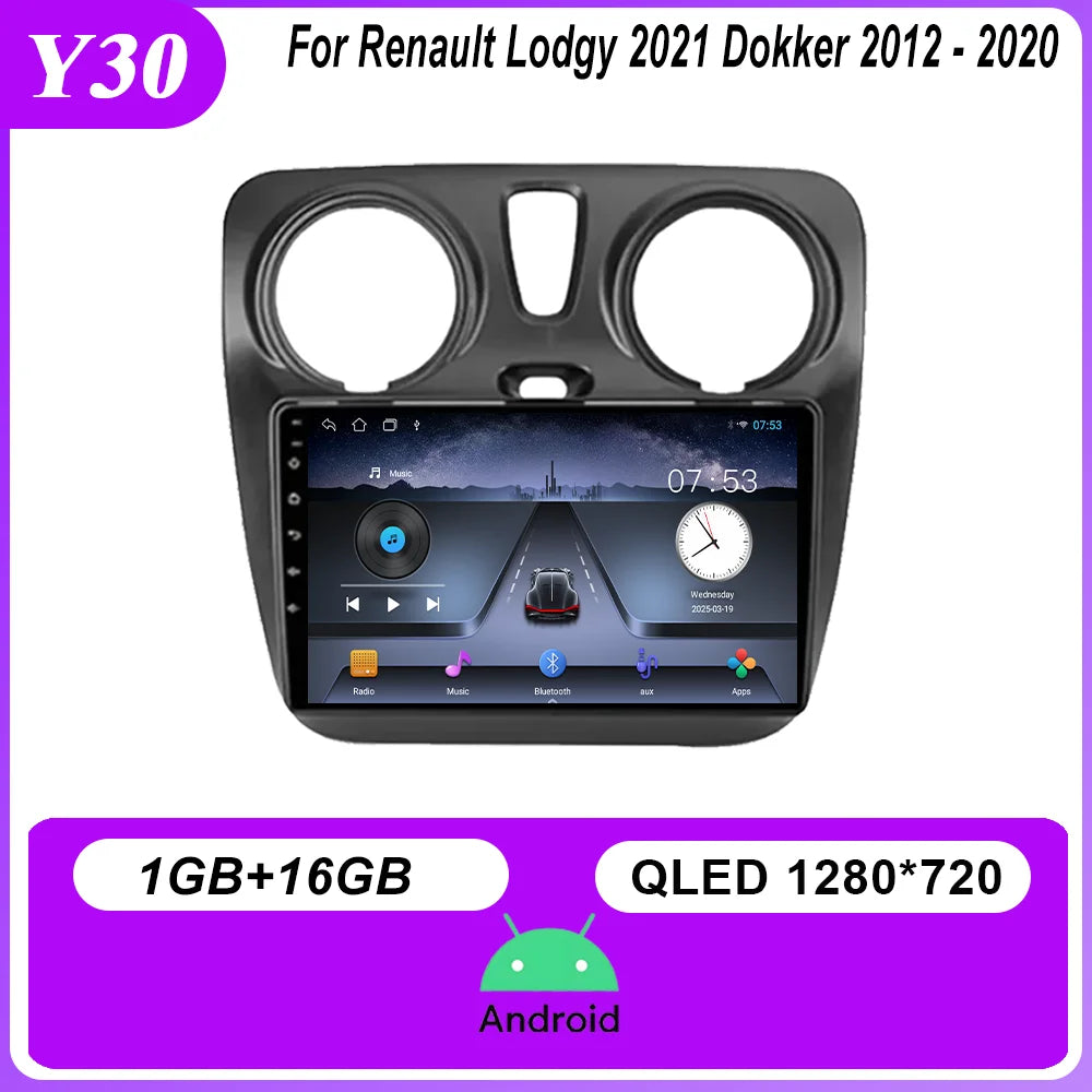 4G Carplay Android Auto Radio For Renault Lodgy 2021 Dokker 2012 - 2020 Auto Multimidia Player QLED Screen 2din Stereo Head Unit