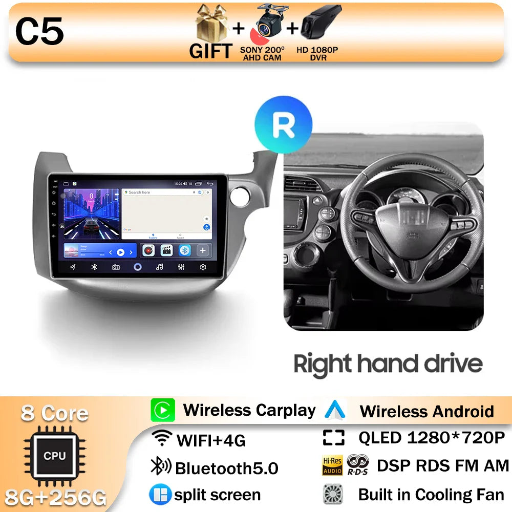 Android 14 For HONDA FIT JAZZ 2008 2009 2010 2011 2012 2013 Car Stereo Radio Multimedia Wireless Carplay Android Auto GPS 4G BT
