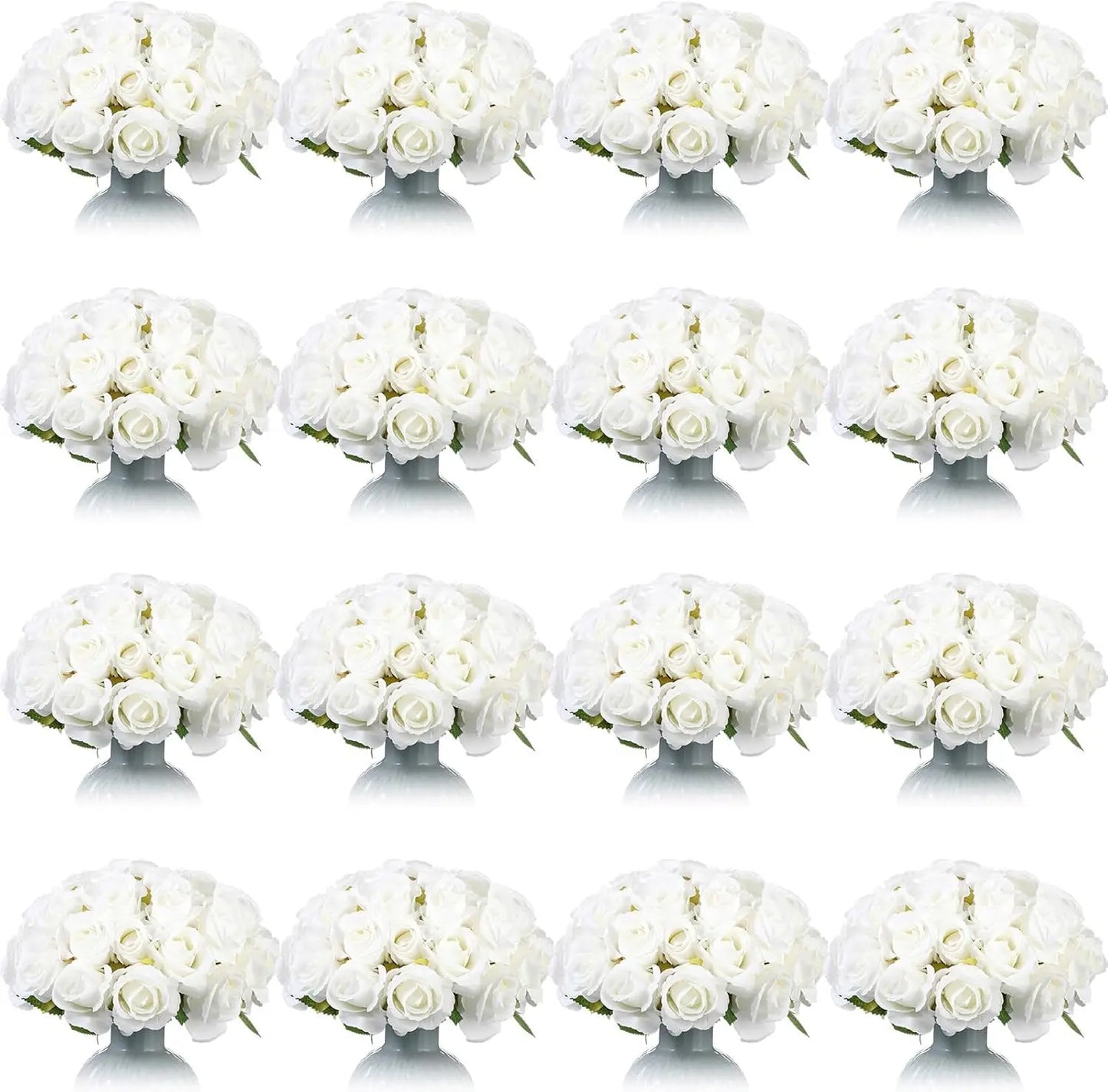 240 Pcs Artificial Rose Flowers Bouquet Silk Realistic Flowers Bulk Centerpieces DIY Bride Fake Rose for Home Bridal Wedding Par