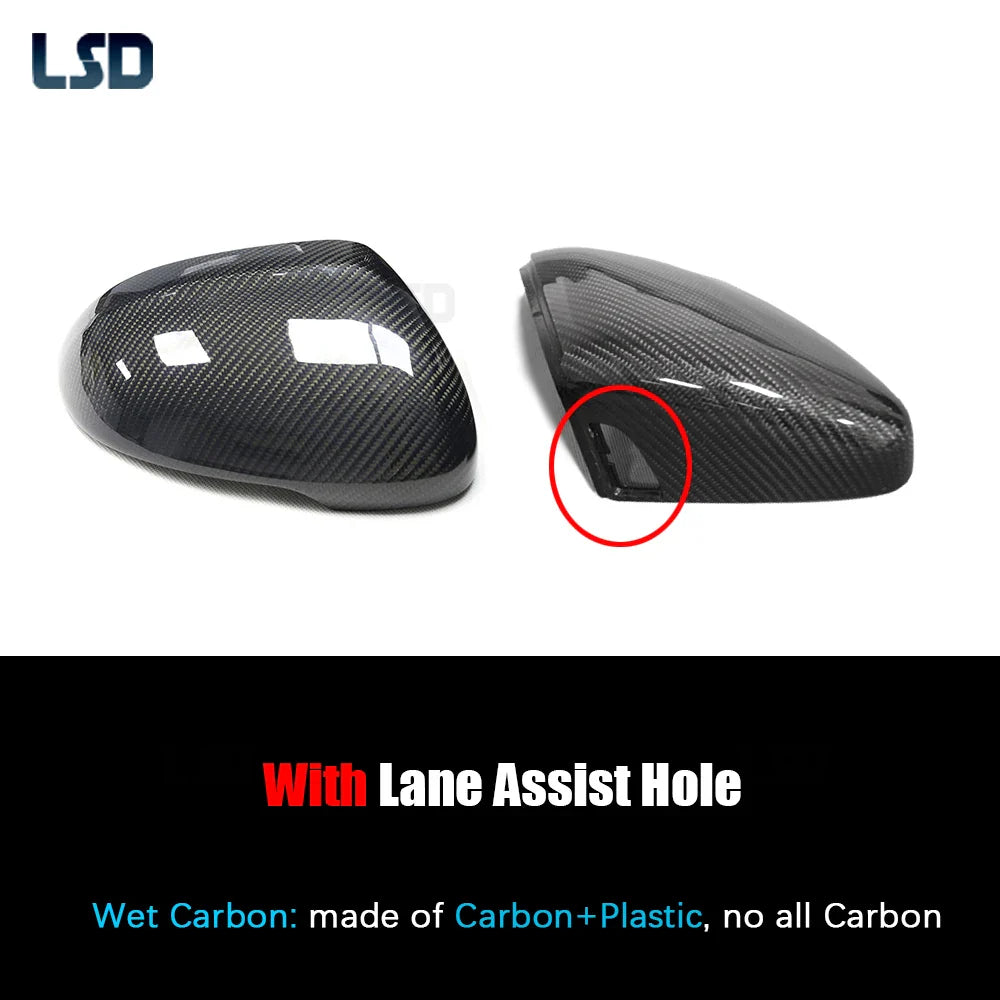 For Volkswagen VW 2015+ CC Passat B8 Real Carbon Fiber Side Rearview Mirror Cover Replacement GTI Lane assist R-Line Touring