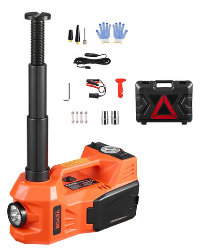 VEVOR Electric Car Jack, 5T Electric Scissor Jack with Built-In Inflator 12V Tire Changer with  LED Light for Sedan, SUV, Truck