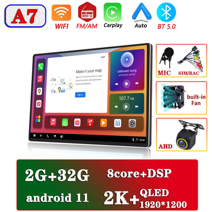 13.1" Car Radio GPS 2 din Android 11 Auto Carplay  For Nissan Hyundai KIA TOYOTA Honda Multimedia Player