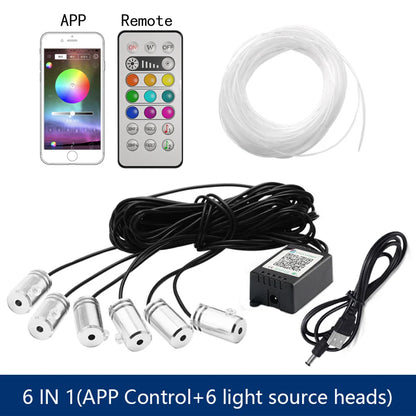 14 in 1 RGB LED Atmosphere Car Light Interior Decoration Fiber Strip Light By App Control Decorative Ambient Lamp Dashboard Lamp