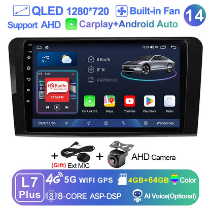 LEHX L6Pro 2 DIN Android 14 Car Radio For Mercedes Benz ML GL aW164 ML350 ML500 GL320 X164 ML280 GL350 GL450 Carplay Auto Audio