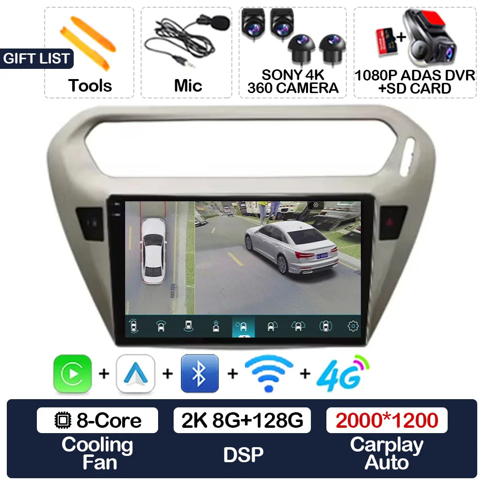 Android 15 Car Radio For Peugeot 301 Citroen Elysee 2013 - 2018 Qualcomm Multimedia Viedo Player NAVI GPS 4G WIFI Head Unit QLED