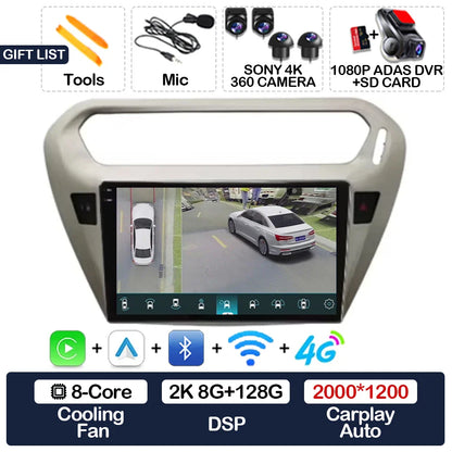 Android 15 Car Radio For Peugeot 301 Citroen Elysee 2013 - 2018 Qualcomm Multimedia Viedo Player NAVI GPS 4G WIFI Head Unit QLED