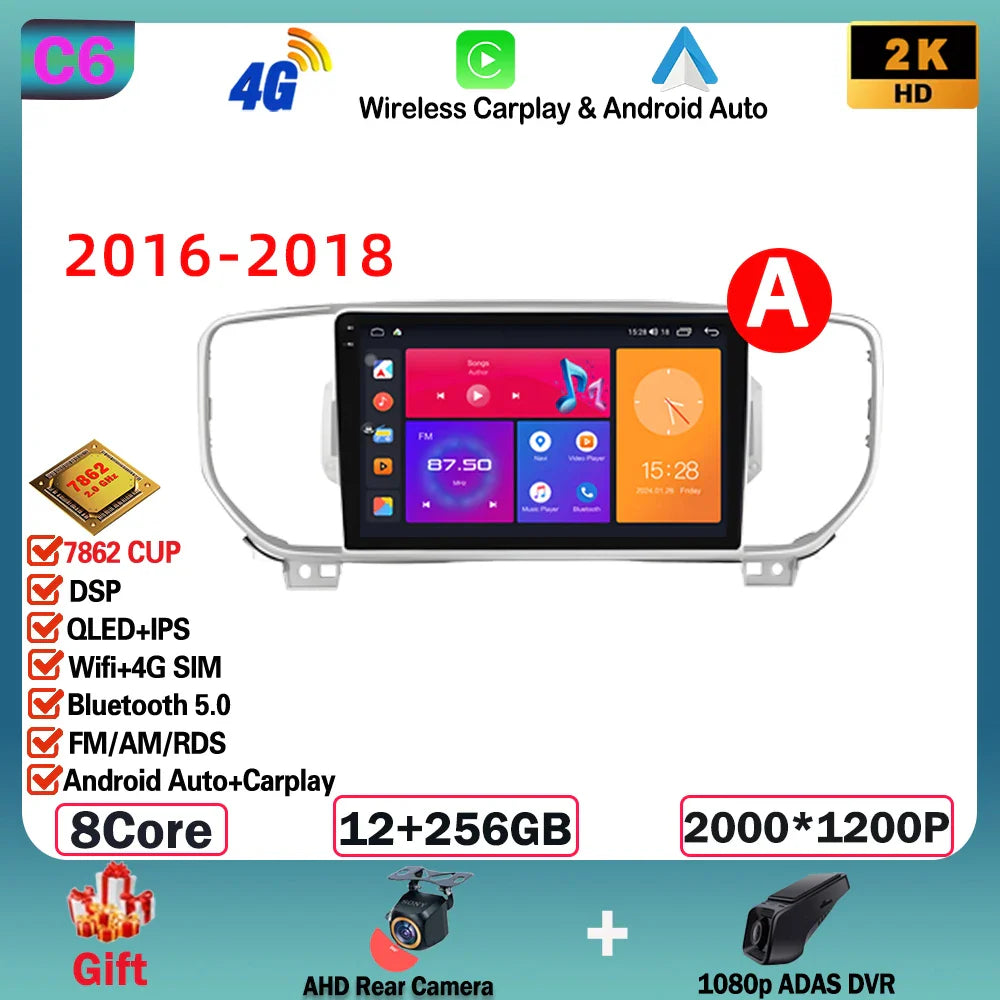 Android  For KIA Sportage 4 2016-2018 2019-2021 Multimedia Video Player Navigation GPS Stereo Wireless Carplay DSP WIFI NO 2DIN