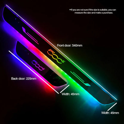 For Fiat 500 500C 2012 500X 500L Abarth 695 Car Door Sill Light Customized Logo LED Welcome Threshold Pedal Lamp Accessories