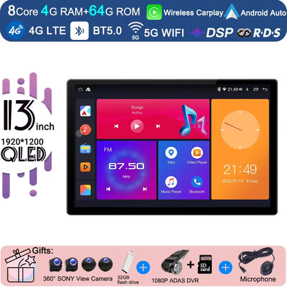 13.3 inch Android 14 Carplay Auto For Jeep Wrangler 3 JK 2011 2012 2013 2018 Car Radio Player Multimedia srereo Navigation BT