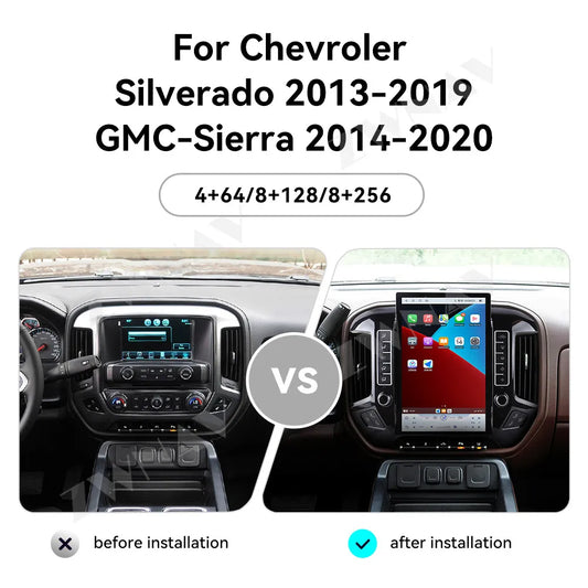 14.5" For Chevrolet Silverado GMC Sierra 2014 2015 2016 2017 2018 2019 2020 Car Radio Multimedia Player Android13 Screen Carplay