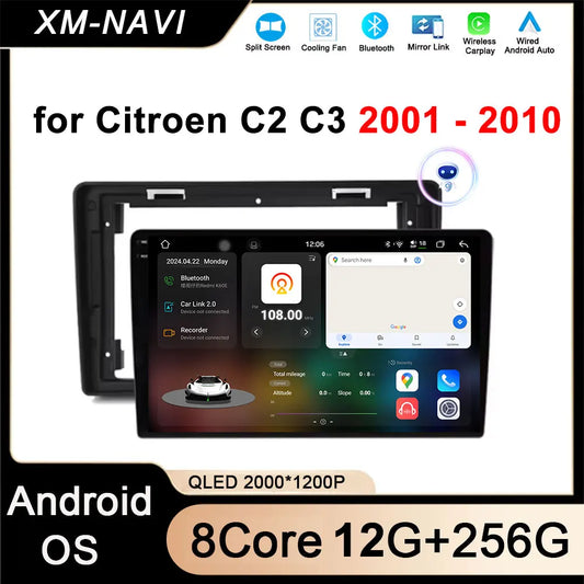 Car radio Android Auto Wireless Carplay For Citroen C2 C3 2001 2002 2003 - 2010 Multimedia Player GPS Navigation 4G Touch Screen