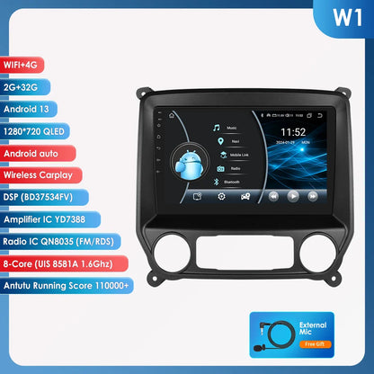 Hizpo Android 13 Auto Carplay For Chevrolet Silverado GMC Sierra 2014 - 2018 Car Radio Stereo GPS Navigation Multimedia Player