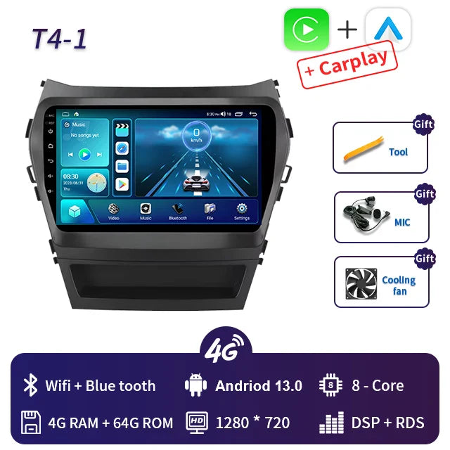 9 Inch 2 Din Android Car Radio for Hyundai IX45 Santa Fe 2013 2014 2015 2016 2017 Car Stereo Android Auto Carplay Navigation GPS
