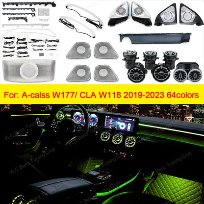 Ambient Light For Mercedes-Benz W177 W118 64 Colors LED Illuminated Atmosphere Star Panel Ambient Light Advanced Air Outlet