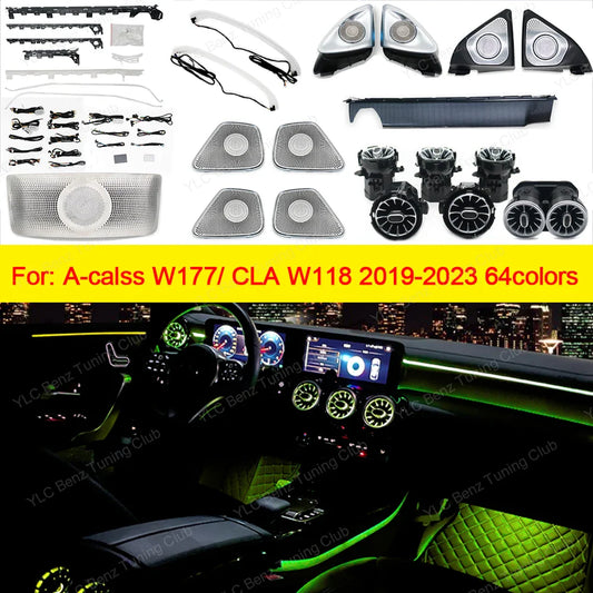 Ambient Light For Mercedes-Benz W177 W118 64 Colors LED Illuminated Atmosphere Star Panel Ambient Light Advanced Air Outlet