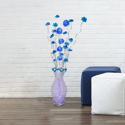 86LIGHT Nordic Blue Floor Lamp Modern Art Living Room Bedroom Hotel  Aluminum Wire LED Originality Flower Light