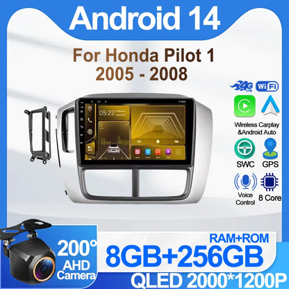 Car Android For Honda Pilot 1 2005 - 2008 Stereo Auto Mirror Link Rear Camera Multimedia Player GPS Navigation Dash Cam Wifi 5G