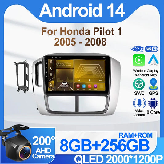 Car Android For Honda Pilot 1 2005 - 2008 Stereo Auto Mirror Link Rear Camera Multimedia Player GPS Navigation Dash Cam Wifi 5G