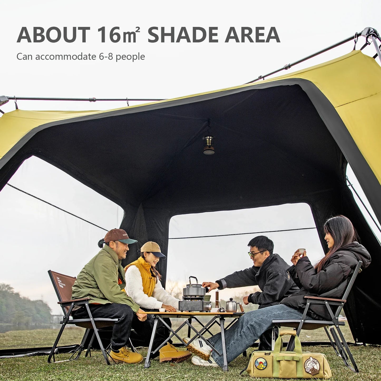 BISINNA 6-8 Persons One-touch Dome Tent Vinyl Coated Canopy Waterpoof Sunshade Shelter for Family Camping Travel Outdoors
